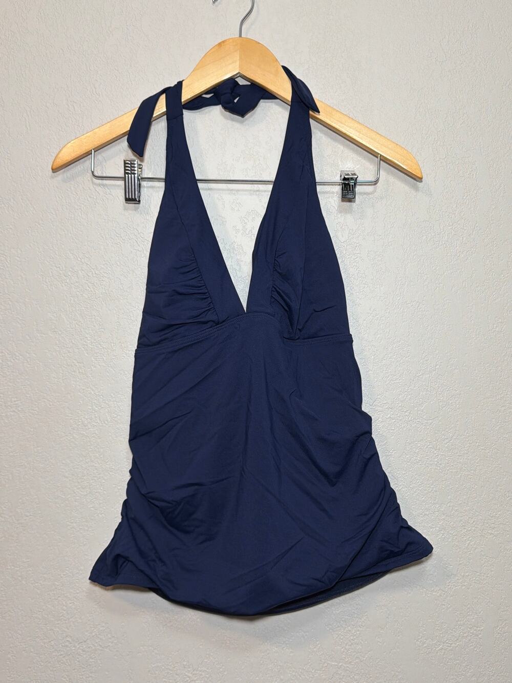 Athleta Shirrendipity Halter Tankini Top navy blue SZ M